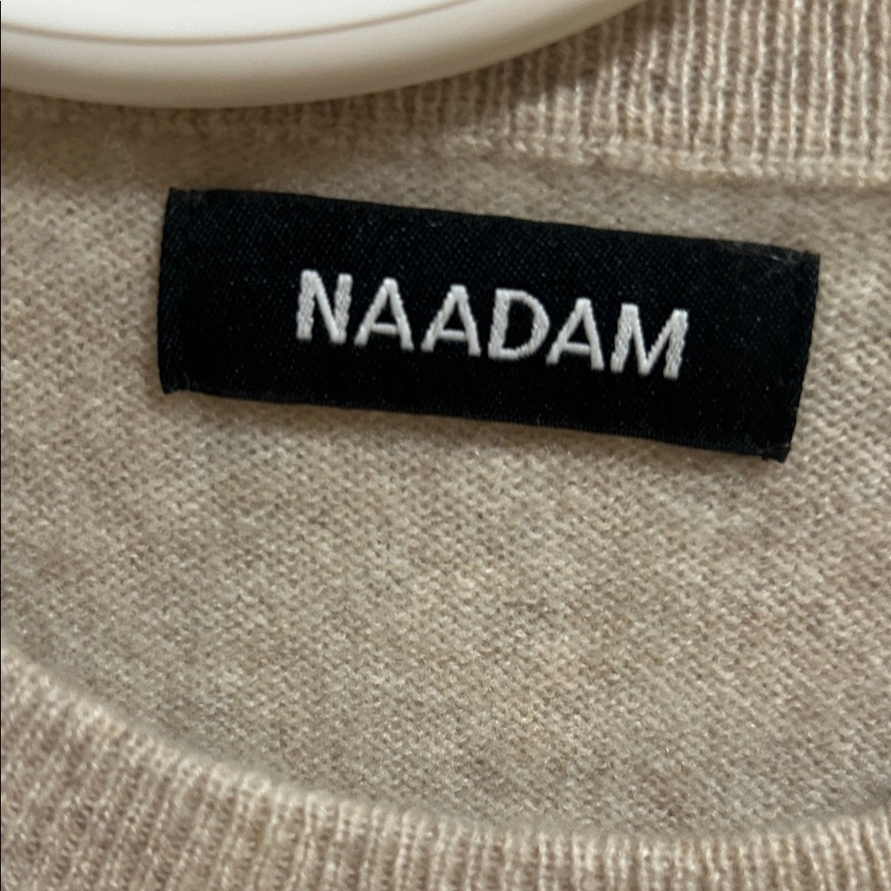NAADAM Beige Cashmere Crewneck Sweater with Snoopy Design - Picture 2 of 4
